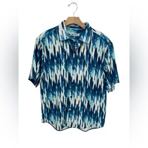Tommy Bahama Island Zone Silk Blend Short Sleeve Button Up Sz Med